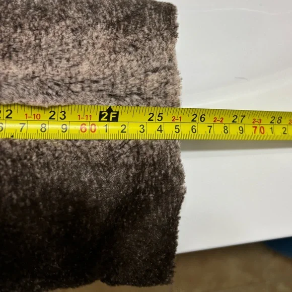 Dennis Basso Faux Fur Jacket Size Large Light Brown Faux Fur Coat with Hood - Picture 10 of 13